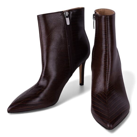 Nine West Fayla Dark Brown Textured Ankle Boots – Size 6M - Picture 4 of 9